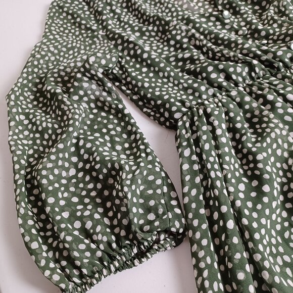 Zara Spotted Chiffon V-neck Midi Dress - Picture 6 of 16